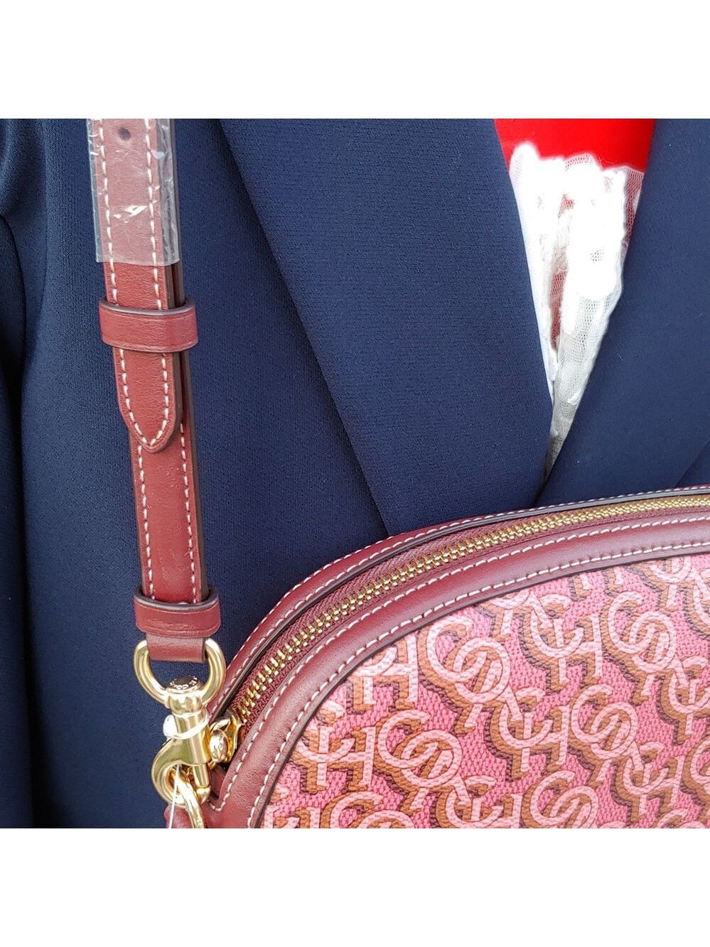 COACH NWT Madi Crossbody with Monogram Print Red and Brown Leather - Picture 10 of 12